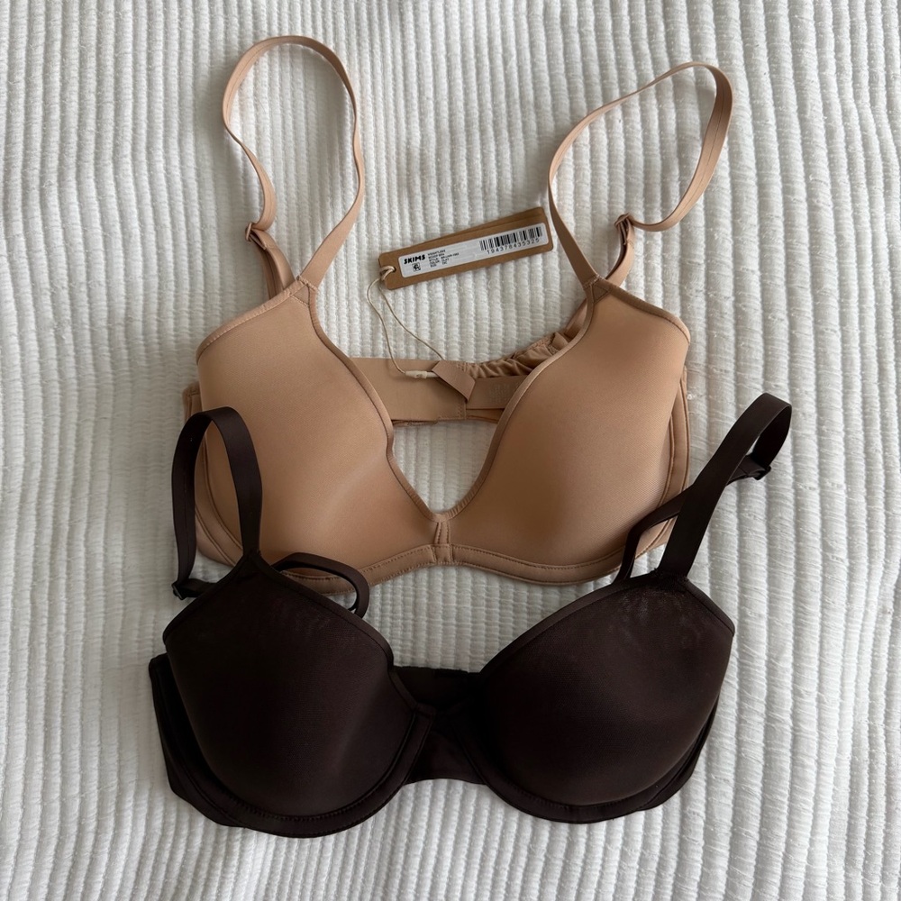 SKIMS Nude & Dark Brown Plunge Bras